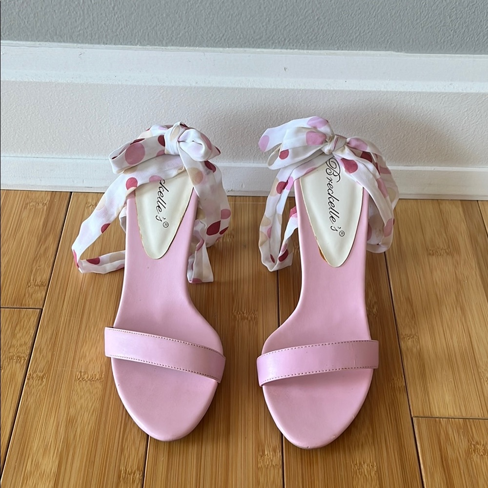 Bordello Pink Women's Shoes with Polka Dot Ribbon